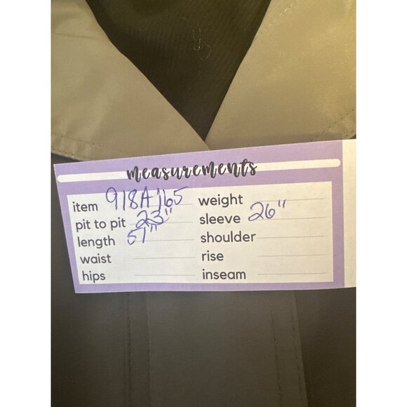 NWOT Gallery Size 12 Long Trench Coat Khaki Green Beige With Hood Rain Coat Line - Picture 9 of 16